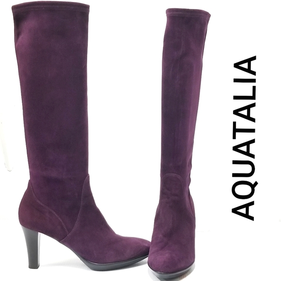 AQUATALIA Mia Tall Knee high Maroon suede boots